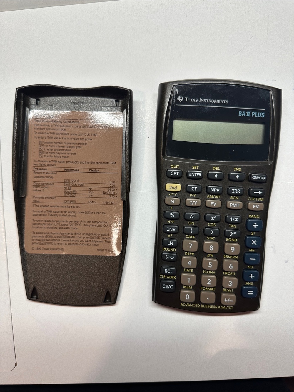 Texas Instruments BA II PLUS Advanced Business Analyst Calculator with cover